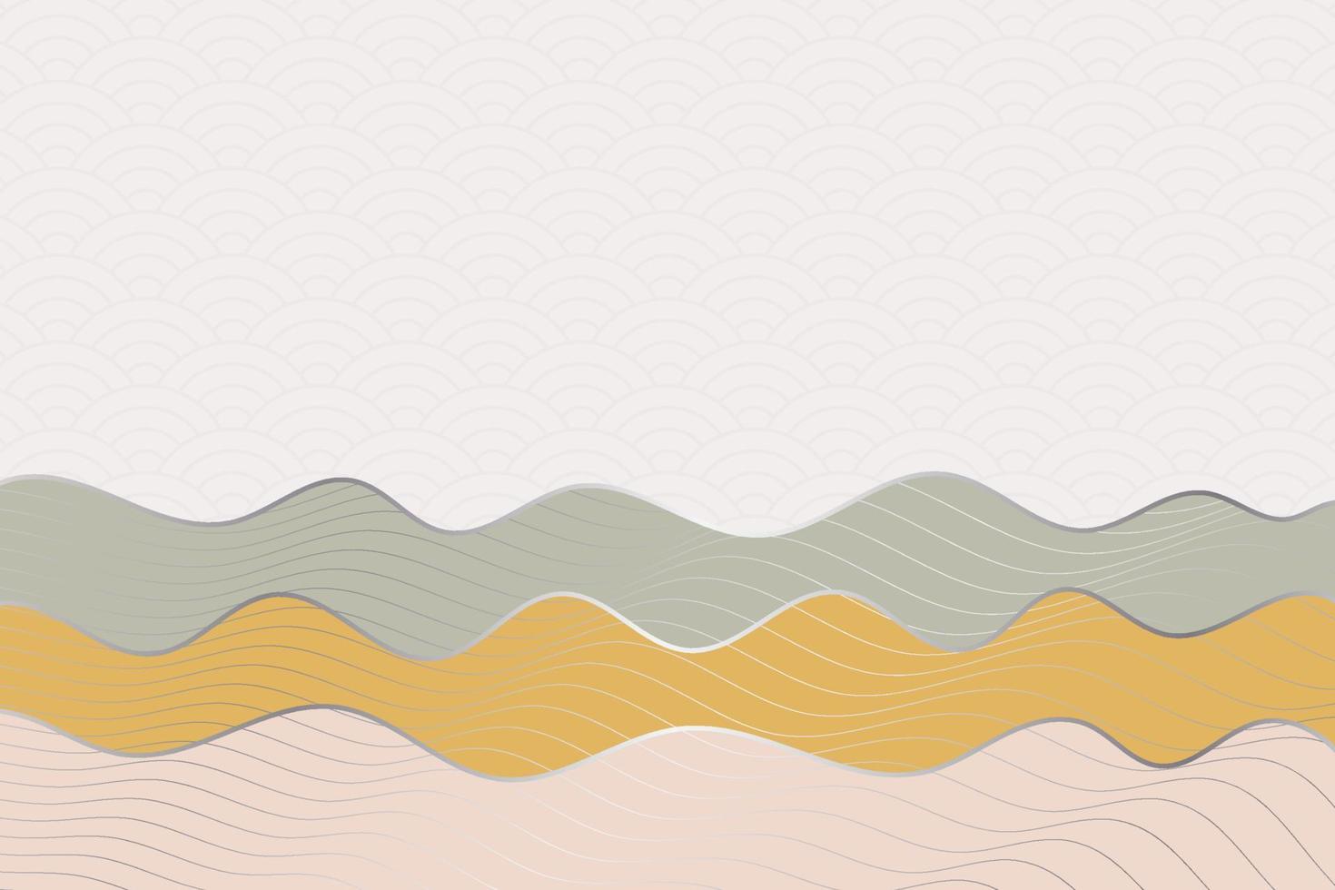 abstract wave style background with geometric japanese pattern and wavy striped lines vector