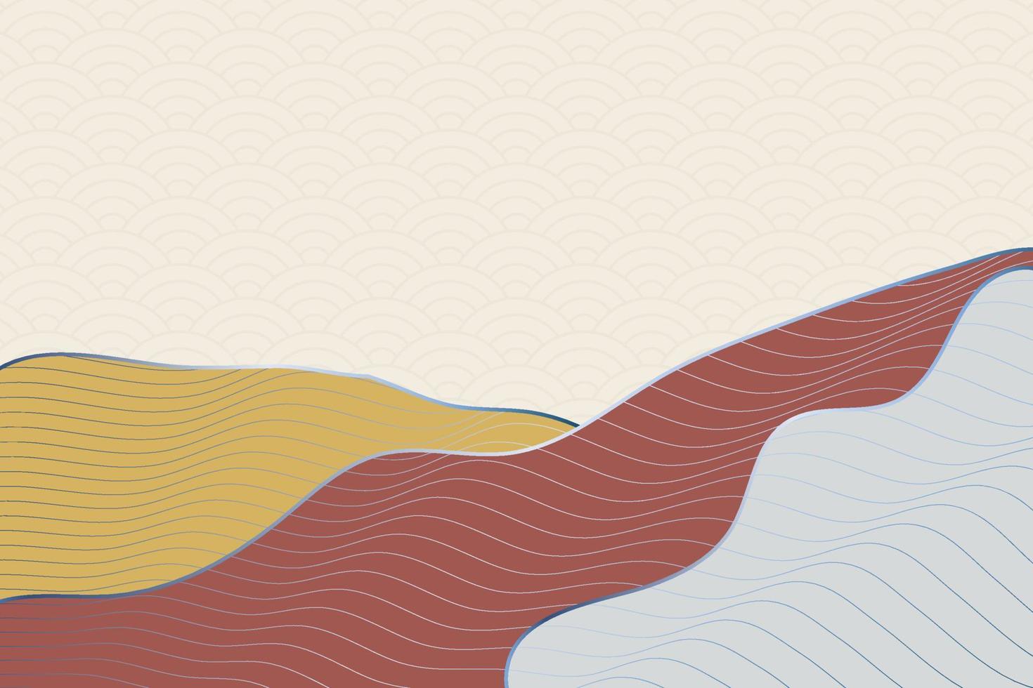 abstract wave style background with geometric japanese pattern and wavy striped lines vector