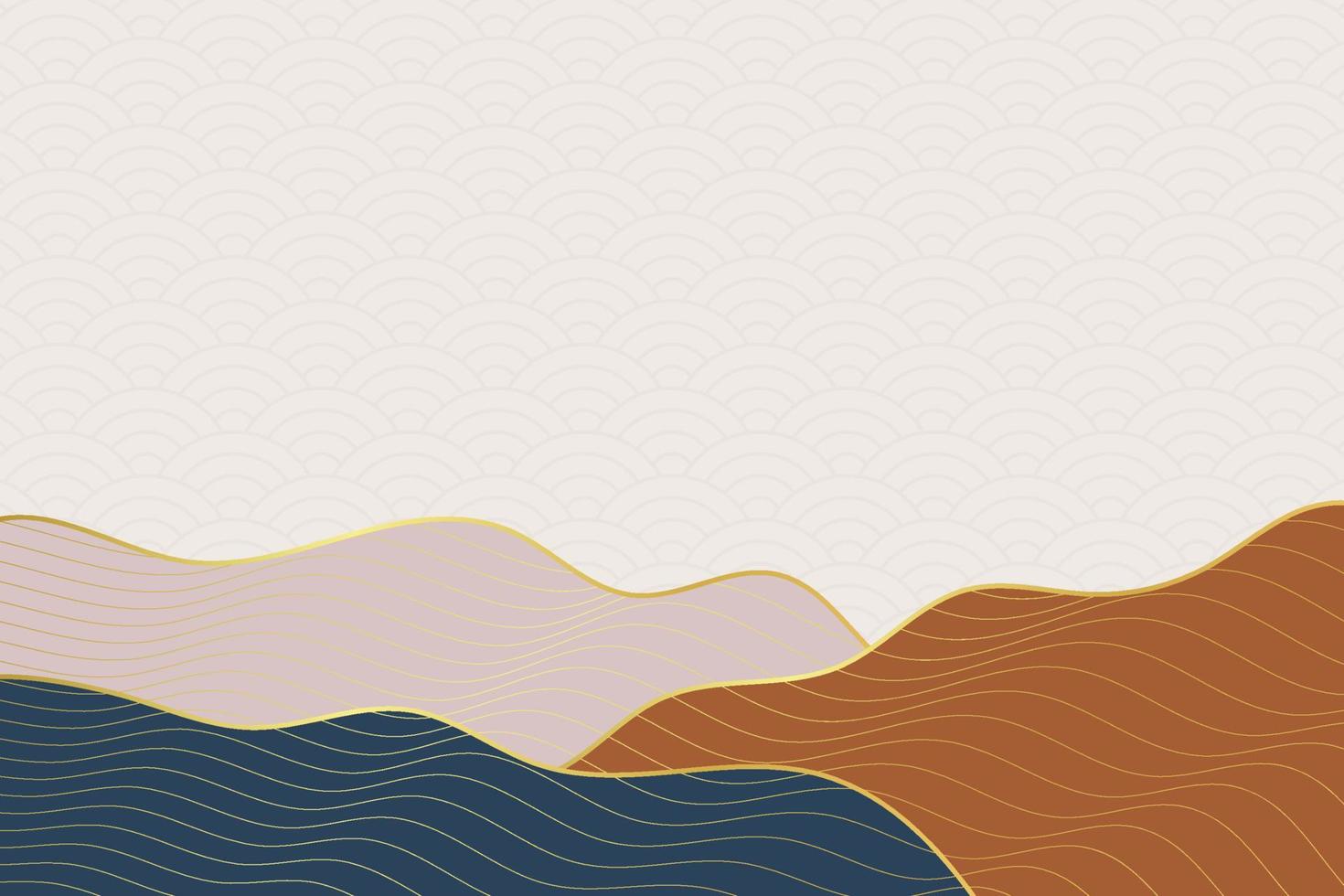 abstract wave style background with geometric japanese pattern and wavy striped lines vector