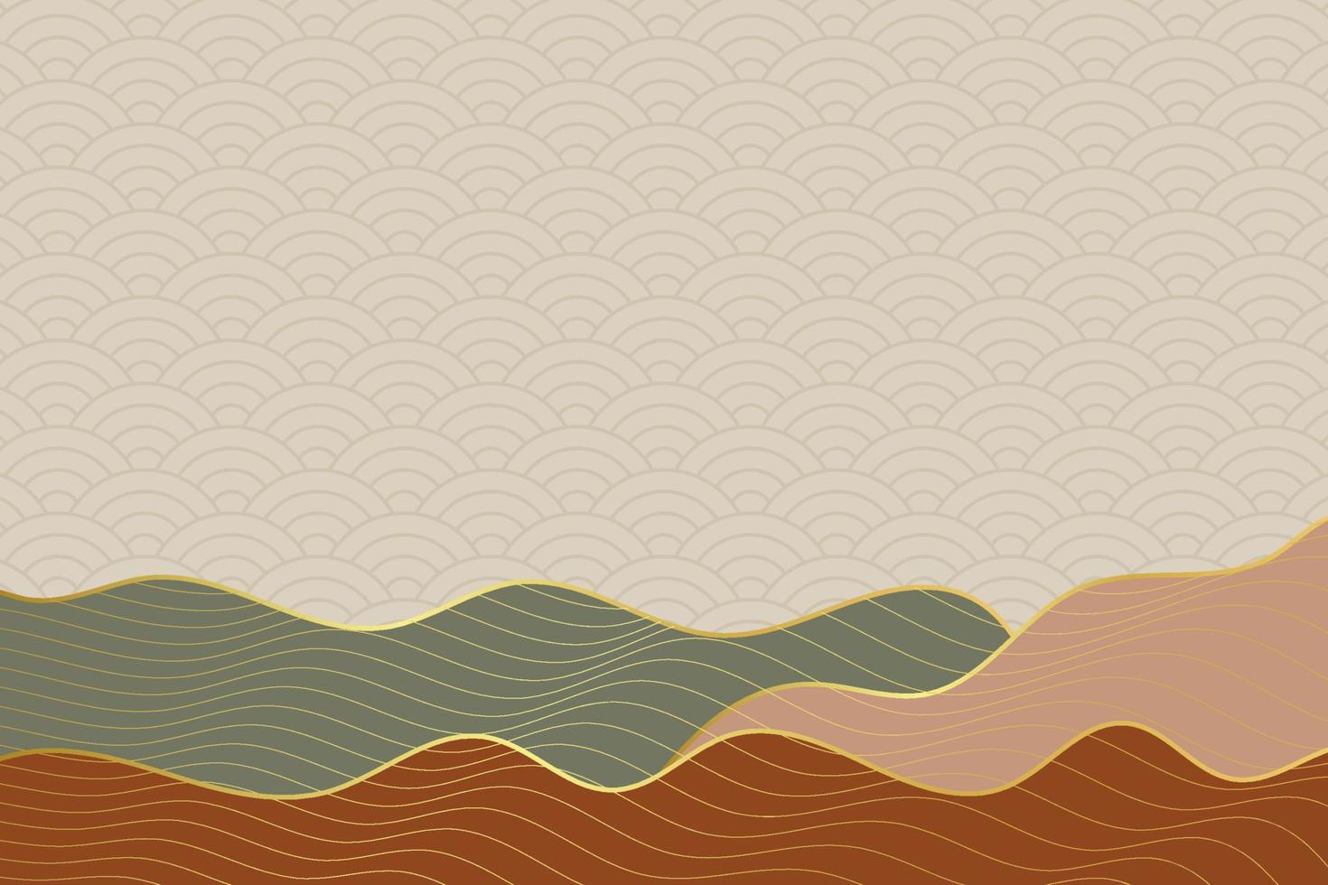 abstract wave style background with geometric japanese pattern and wavy striped lines vector