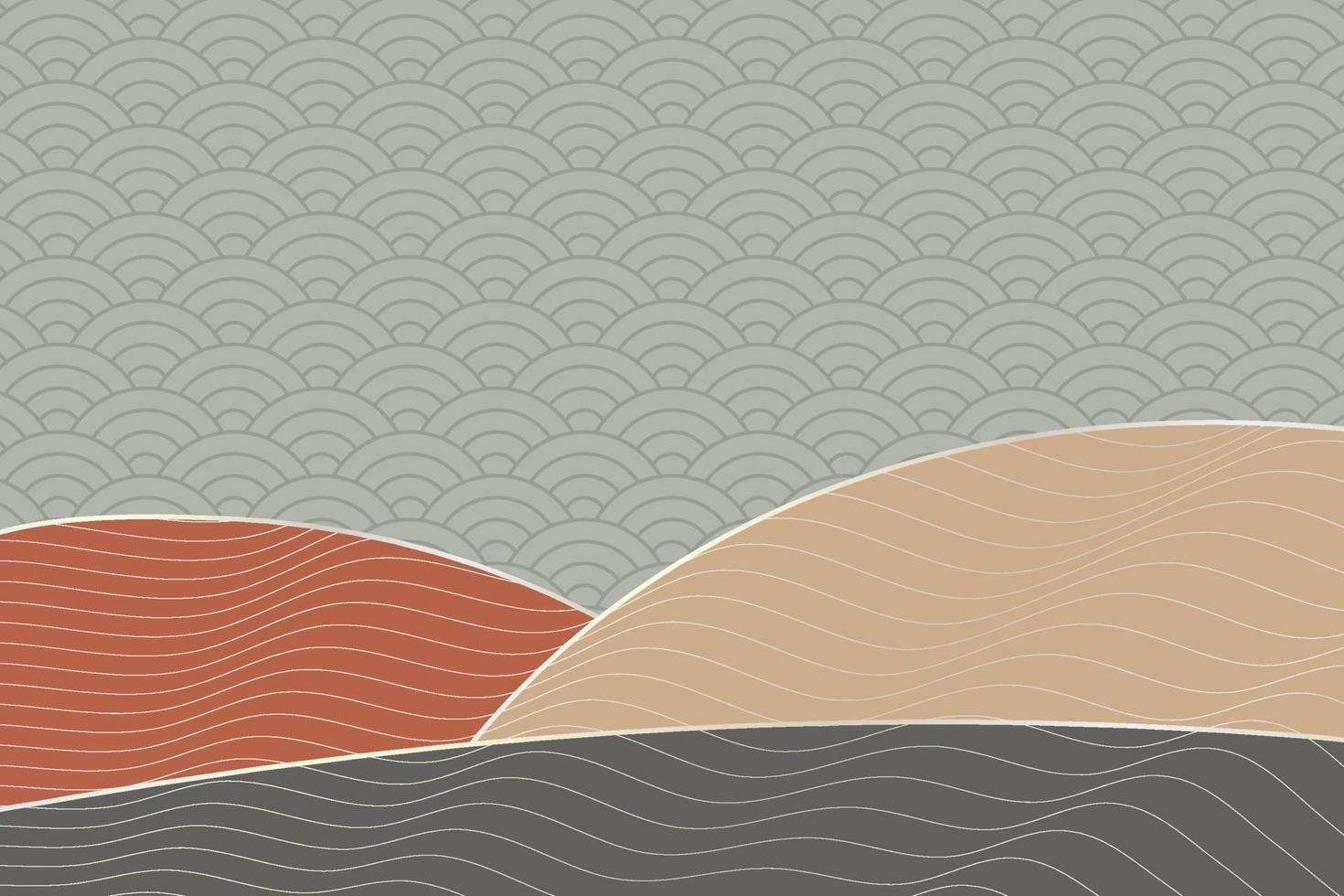 abstract wave style background with geometric japanese pattern and wavy striped lines vector
