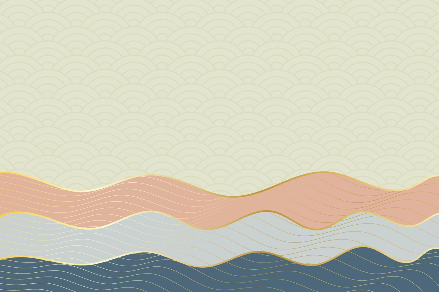 abstract wave style background with geometric japanese pattern and wavy striped lines vector