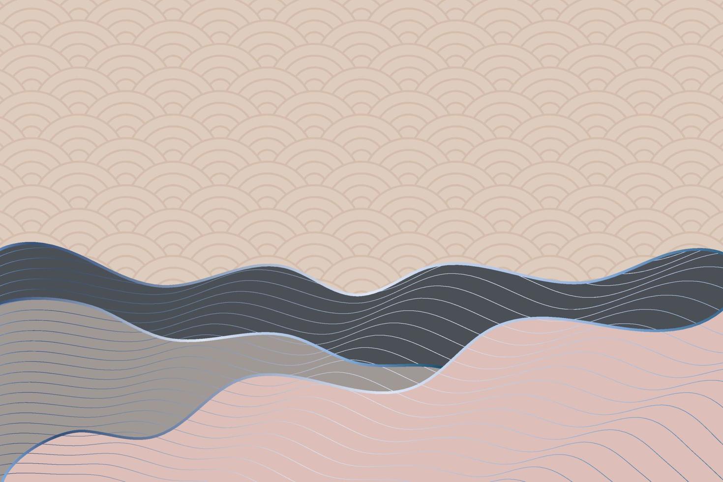 fondo de estilo de onda abstracto con patrón japonés geométrico y líneas de rayas onduladas vector