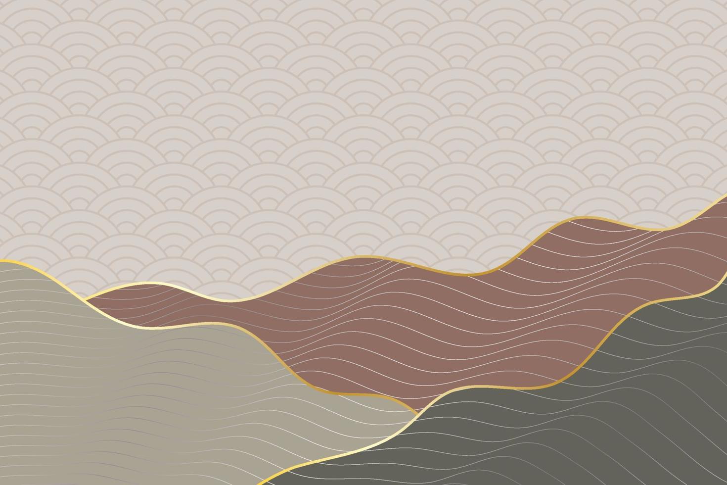 abstract wave style background with geometric japanese pattern and wavy striped lines vector