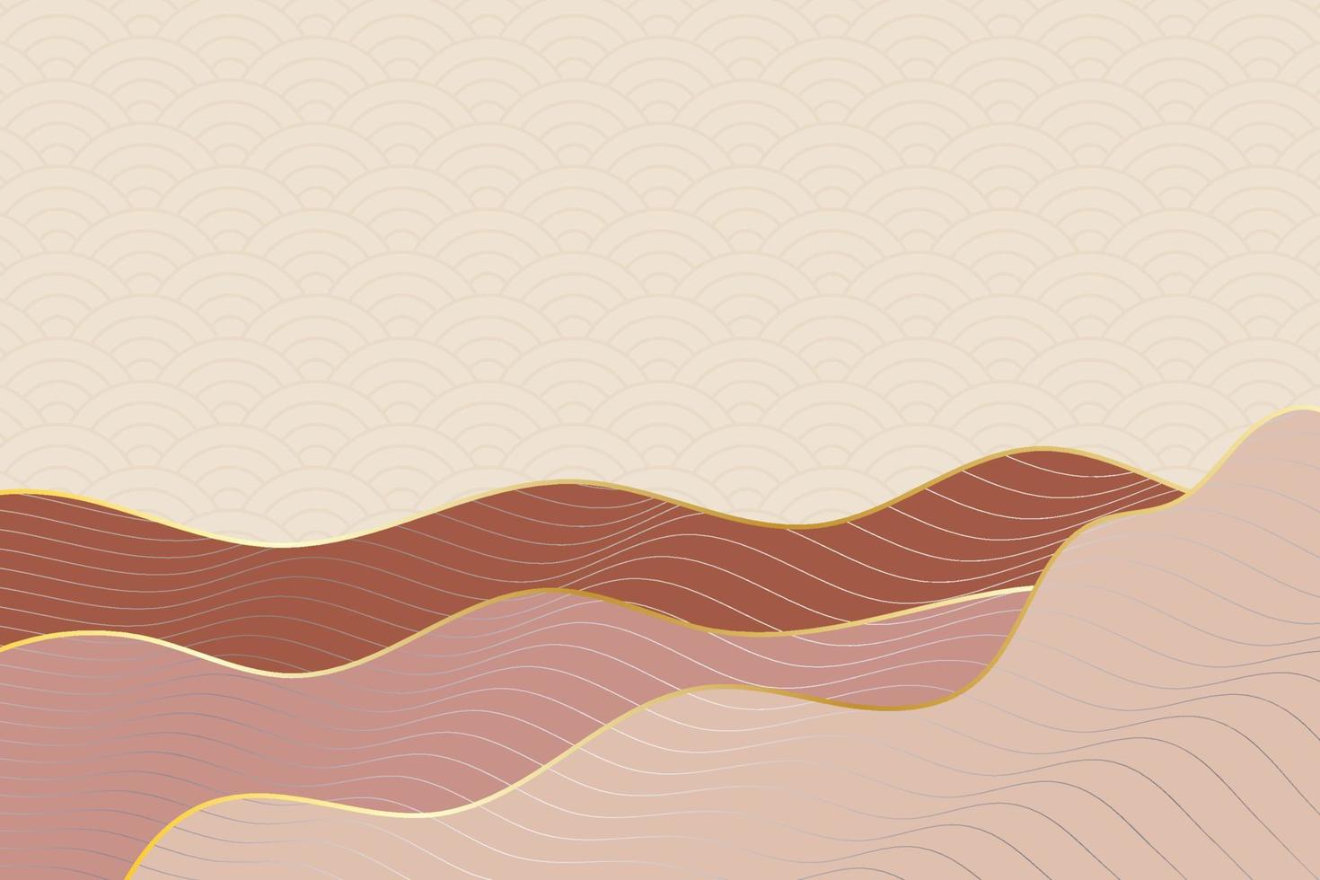 abstract wave style background with geometric japanese pattern and wavy striped lines vector