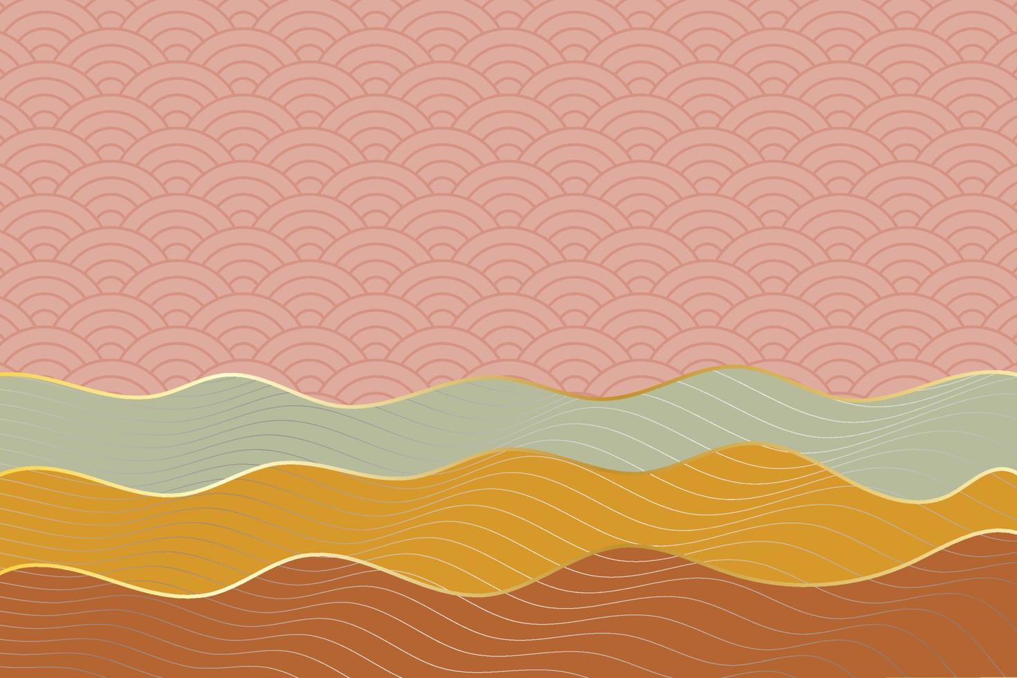 abstract wave style background with geometric japanese pattern and wavy striped lines vector