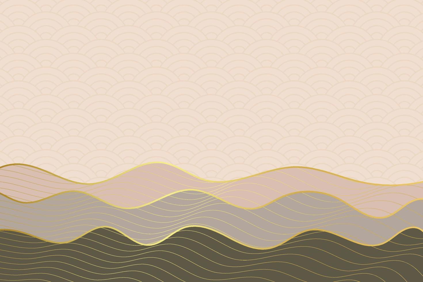 abstract wave style background with geometric japanese pattern and wavy striped lines vector