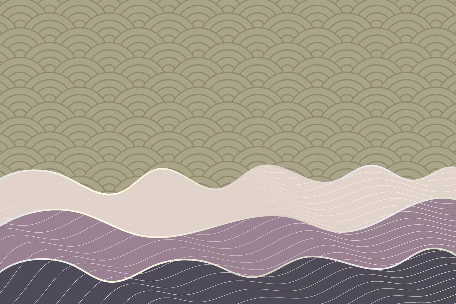 abstract wave style background with geometric japanese pattern and wavy striped lines vector