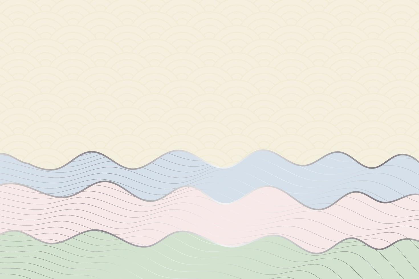 abstract wave style background with geometric japanese pattern and wavy striped lines vector