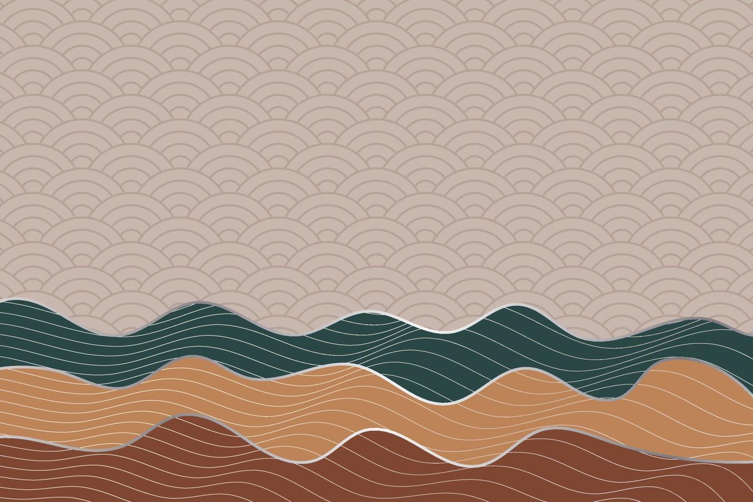 abstract wave style background with geometric japanese pattern and wavy striped lines vector