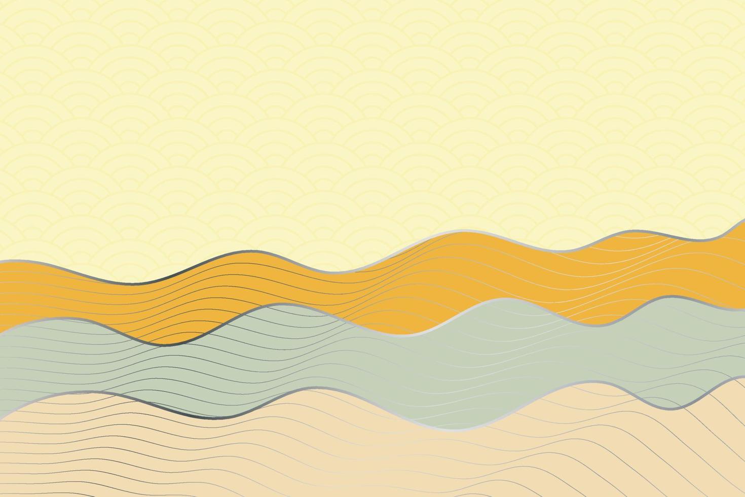 abstract wave style background with geometric japanese pattern and wavy striped lines vector