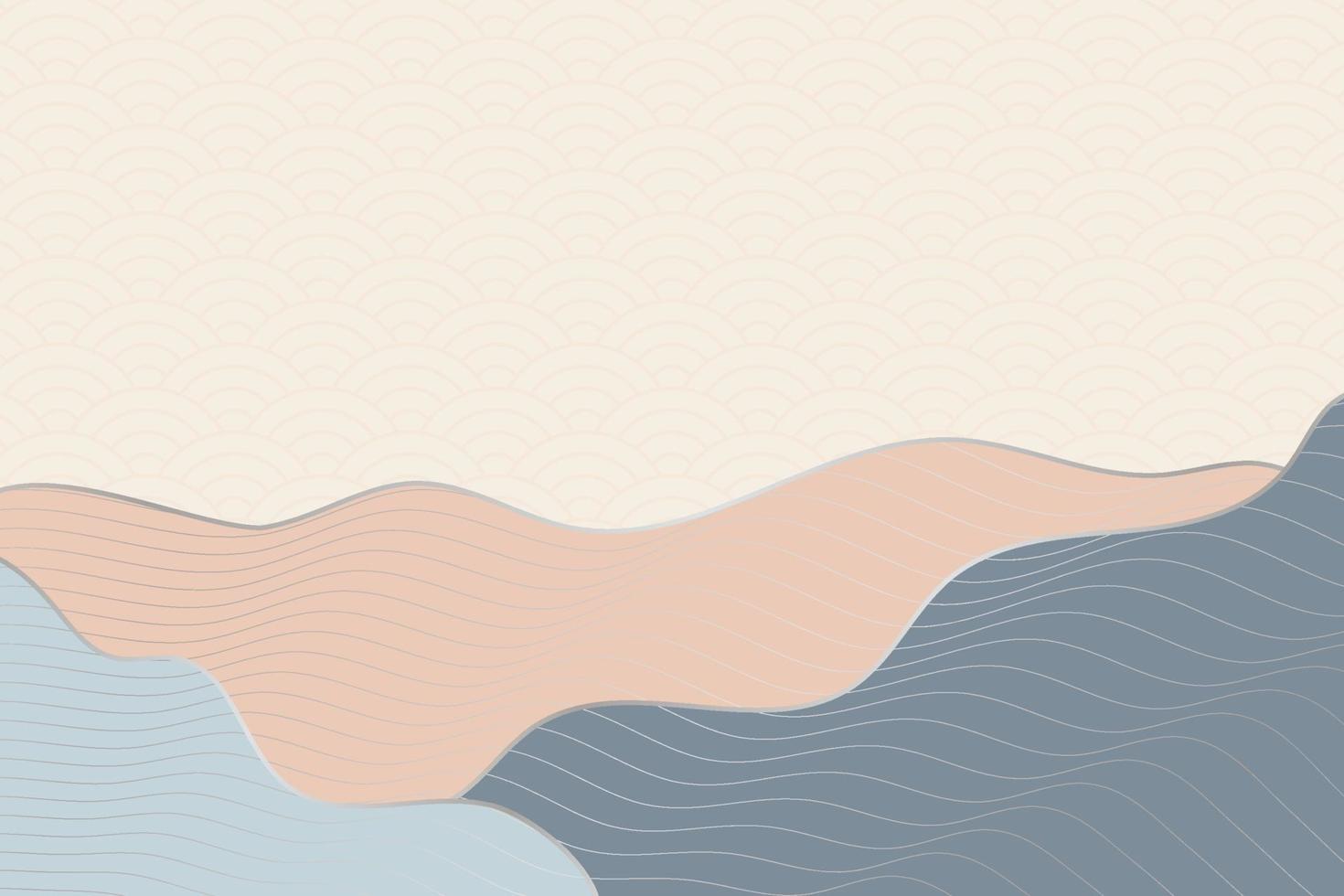 abstract wave style background with geometric japanese pattern and wavy striped lines vector