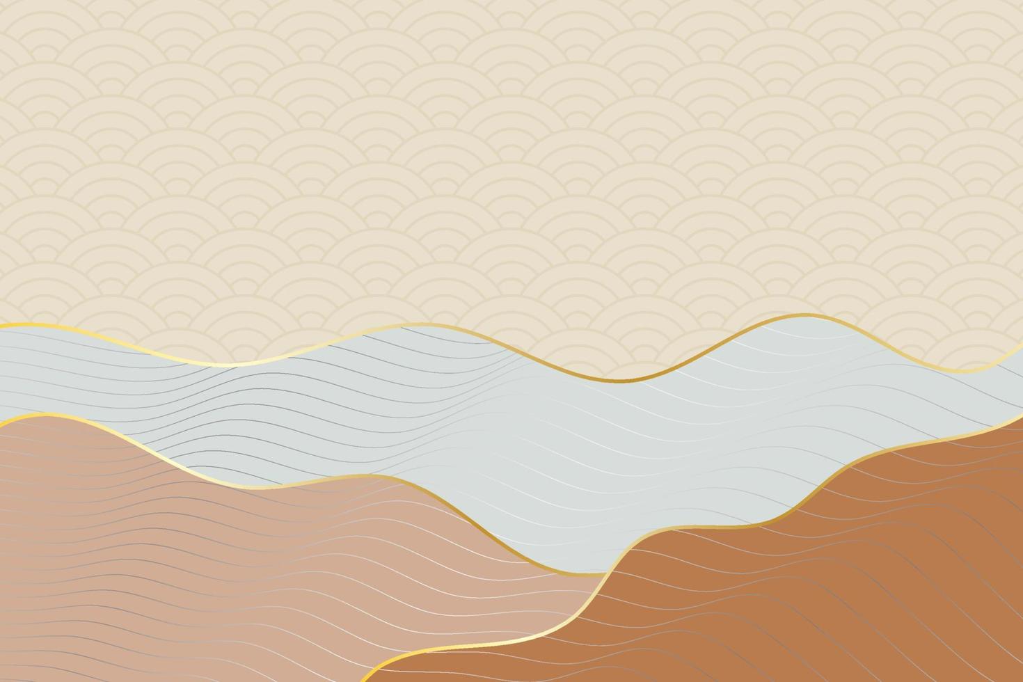 abstract wave style background with geometric japanese pattern and wavy striped lines vector