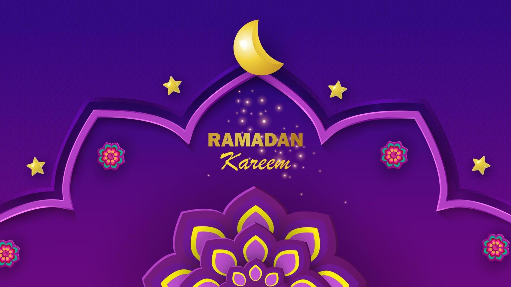 saludos islámicos fondo de plantilla de diseño de tarjeta ramadan kareem con hermosos arabescos, estrellas y luna creciente. ilustración vectorial vector