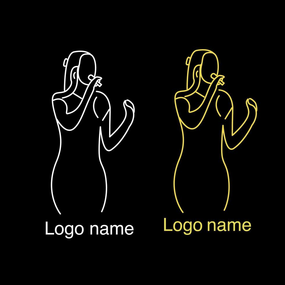 Logo with line art theme for karaoke or entertainment venue logo. vector