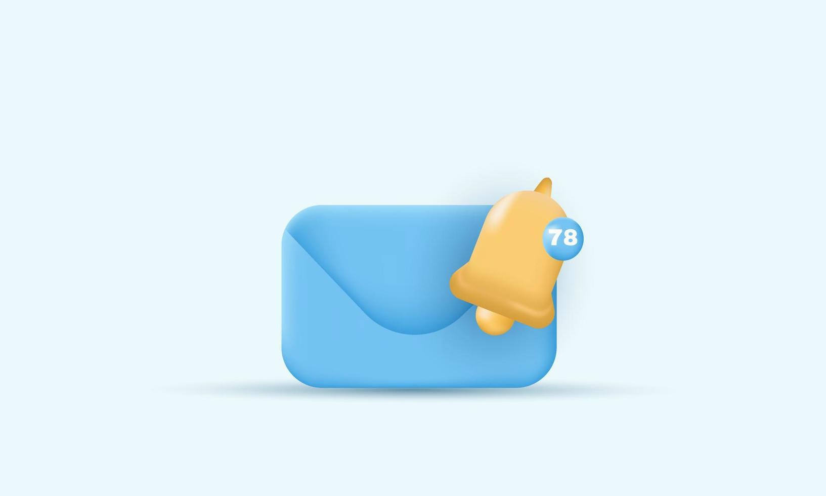 icono de campana de mensaje de notificación 3d azul realista vector