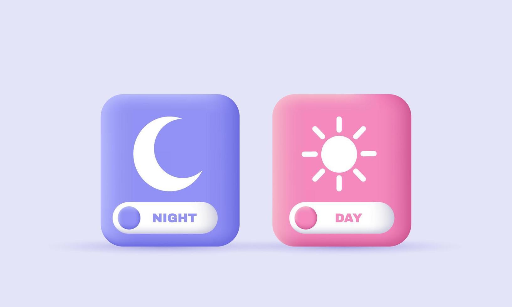 day night mode switch icon 3d realistic vector