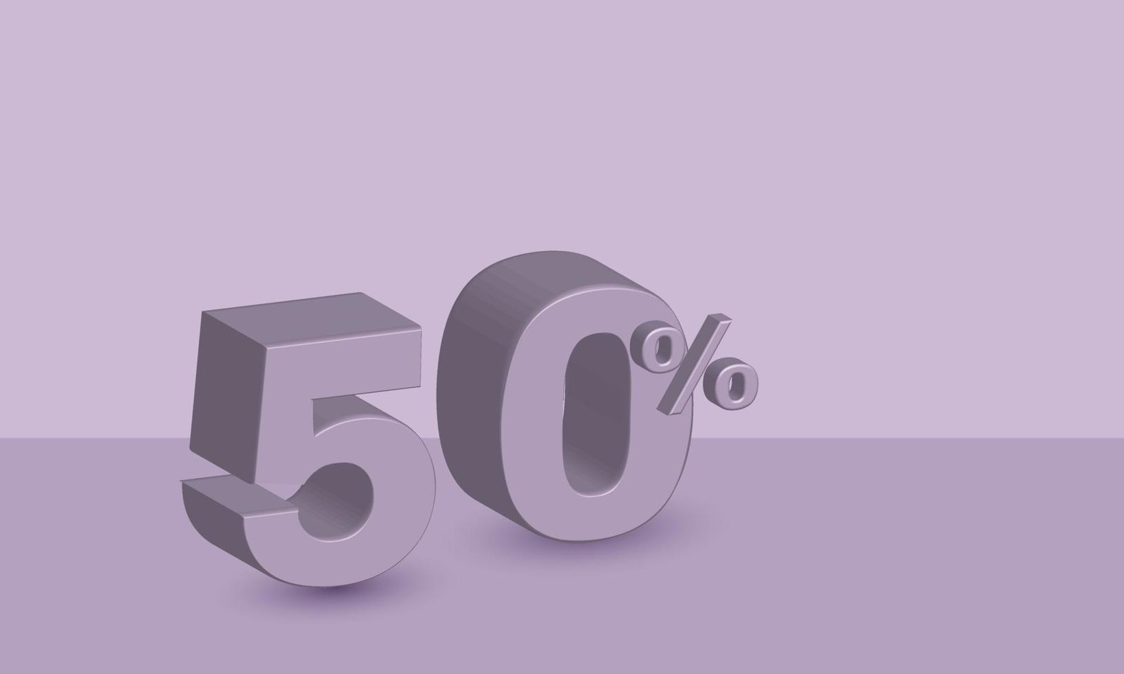 3d white fifty percent 50 isolated over vector