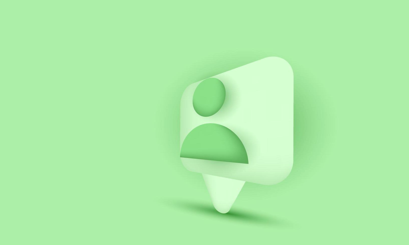 3d realistic user icon isolated on green background vector