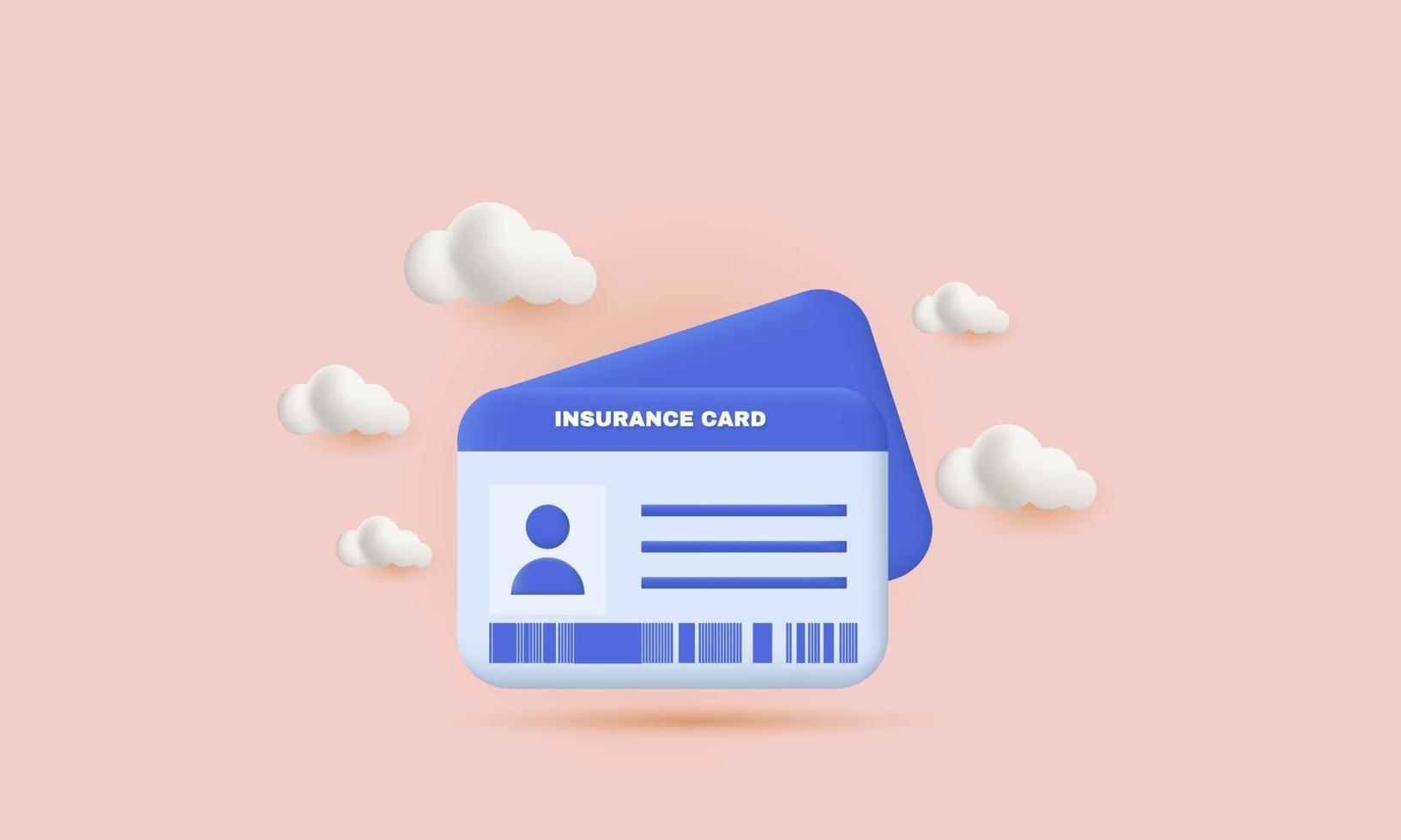 3d realistic medical insurance card icon web vector