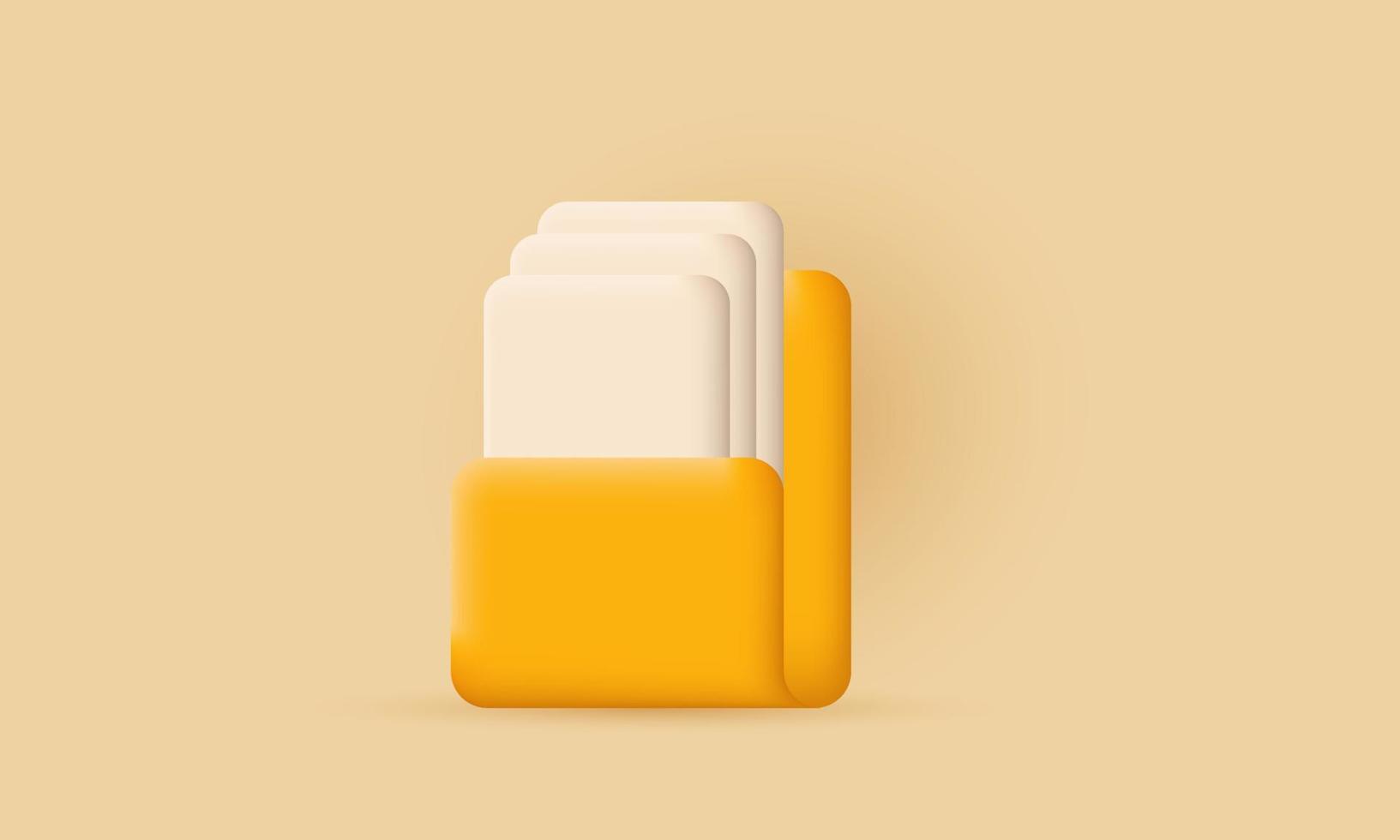 files folder paper documents design icon 3d realistic vector