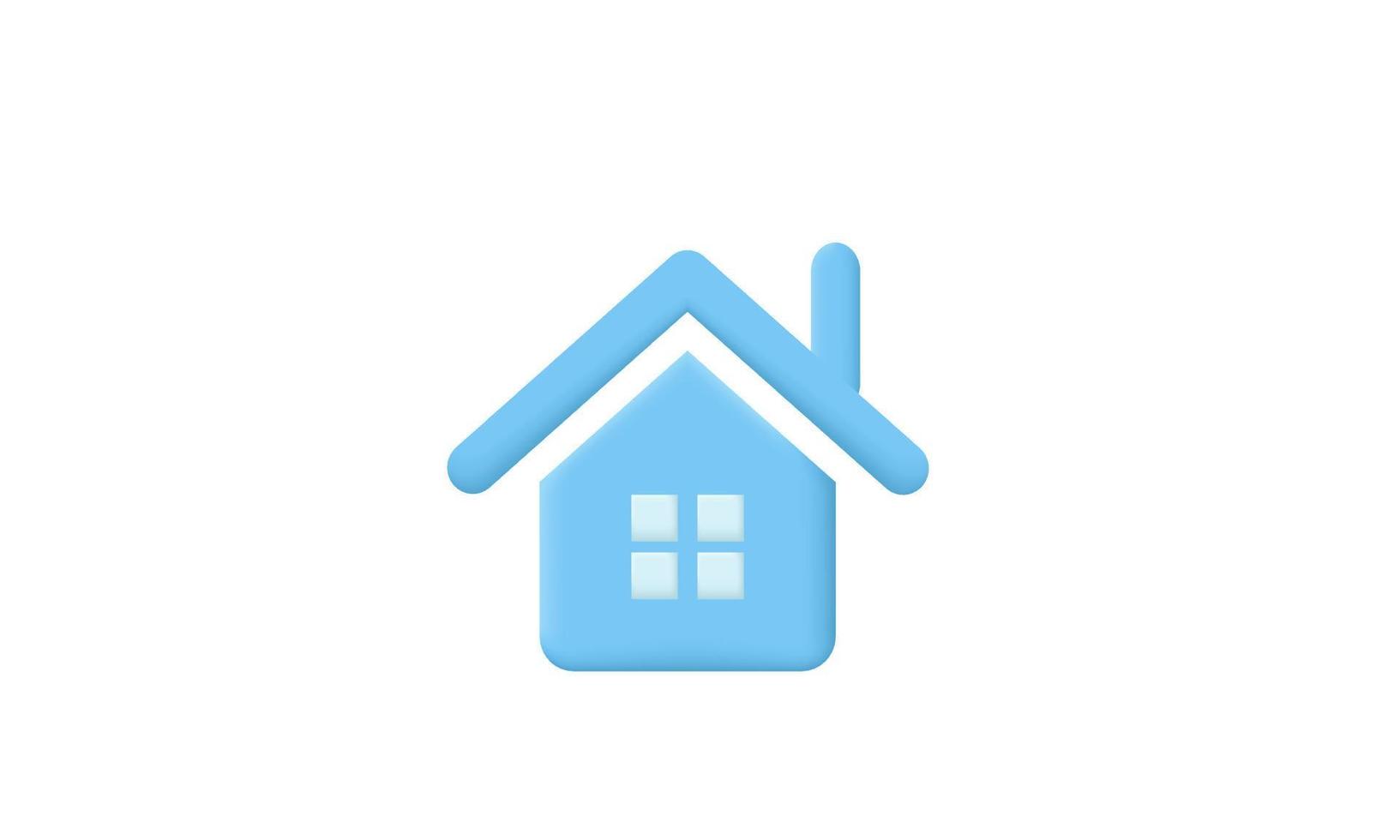 3d realistic minimal house symbol real estate mortgage vector