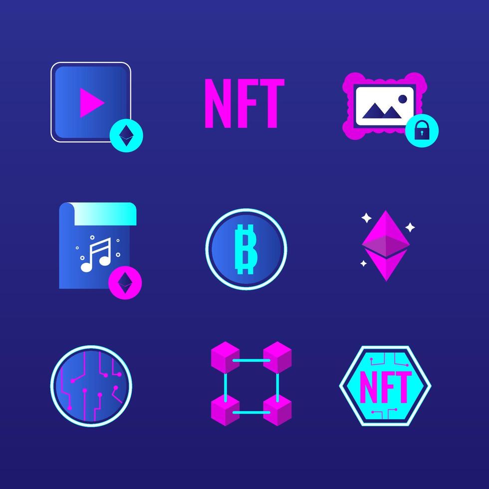 Non Fungible Token Icon Collection vector