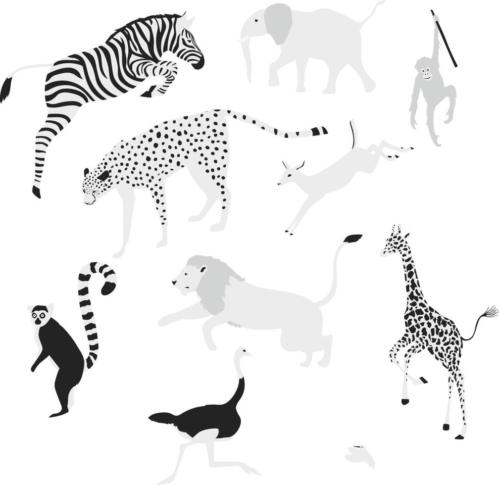 conjunto de animales plantilla de arte de diseño de vector personalizado