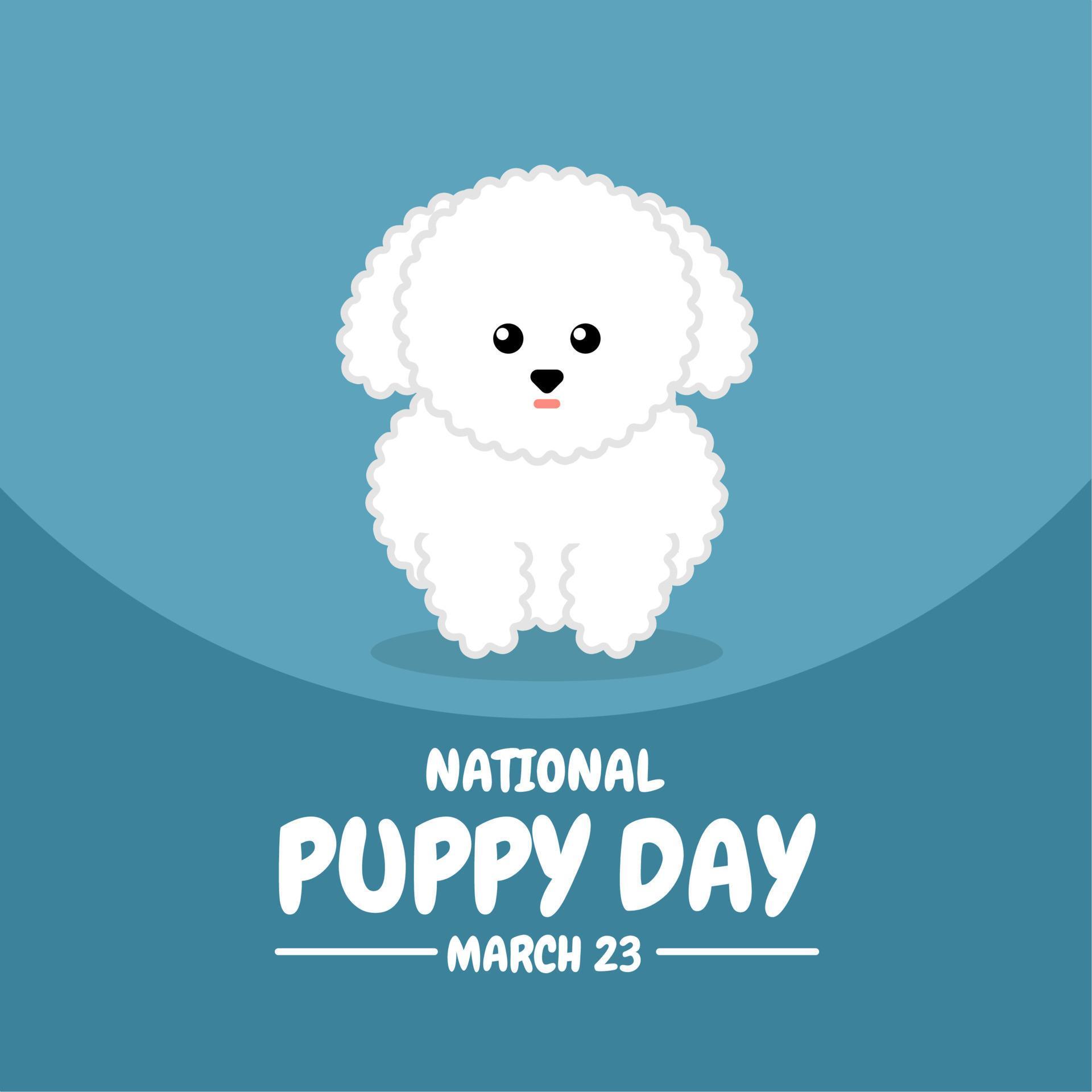 vector illustration, national puppy day, with cute white puppy, as a banner, poster or template