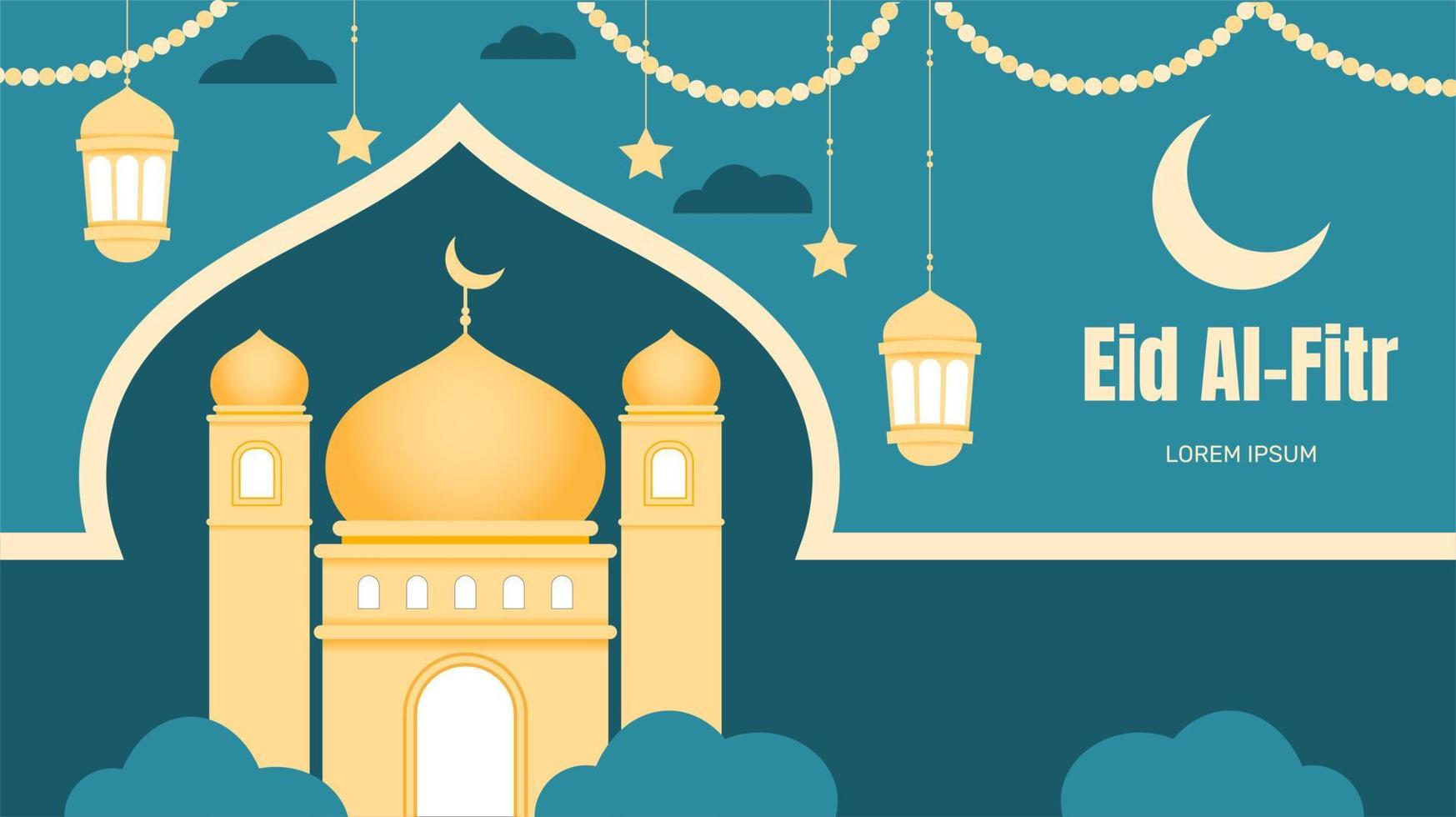 Flat eid al-fitr video thumbnail.  - Vector. vector