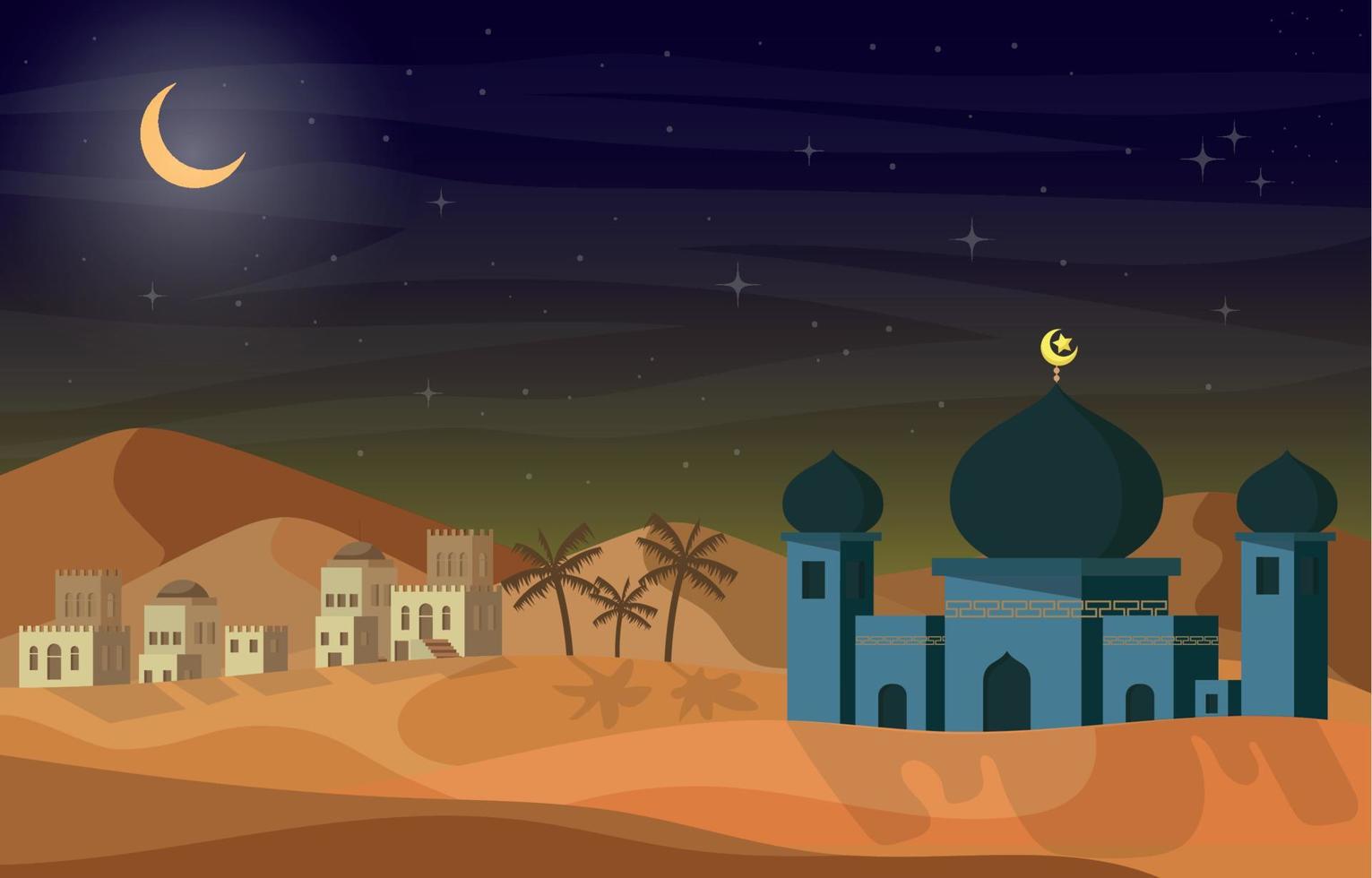 Mosque in the Desert Background vector