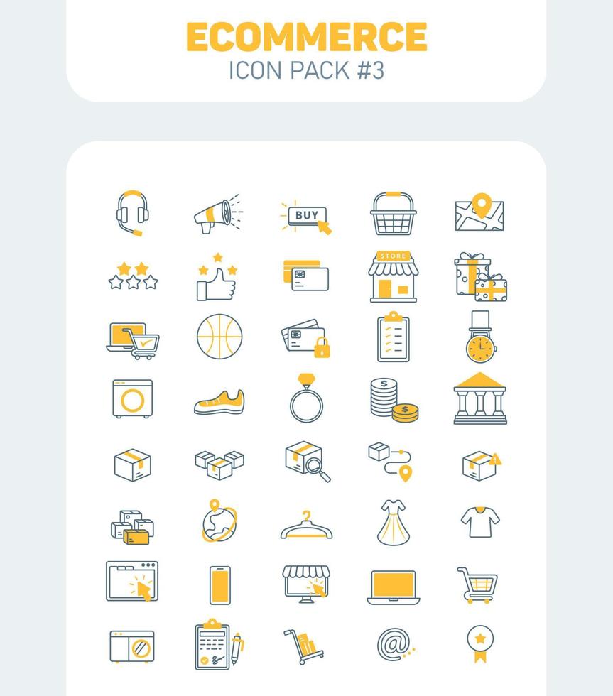 Ecommerce Outline Color Icons Pack 3, E-Commerce Lineal Color Vector Icons Set