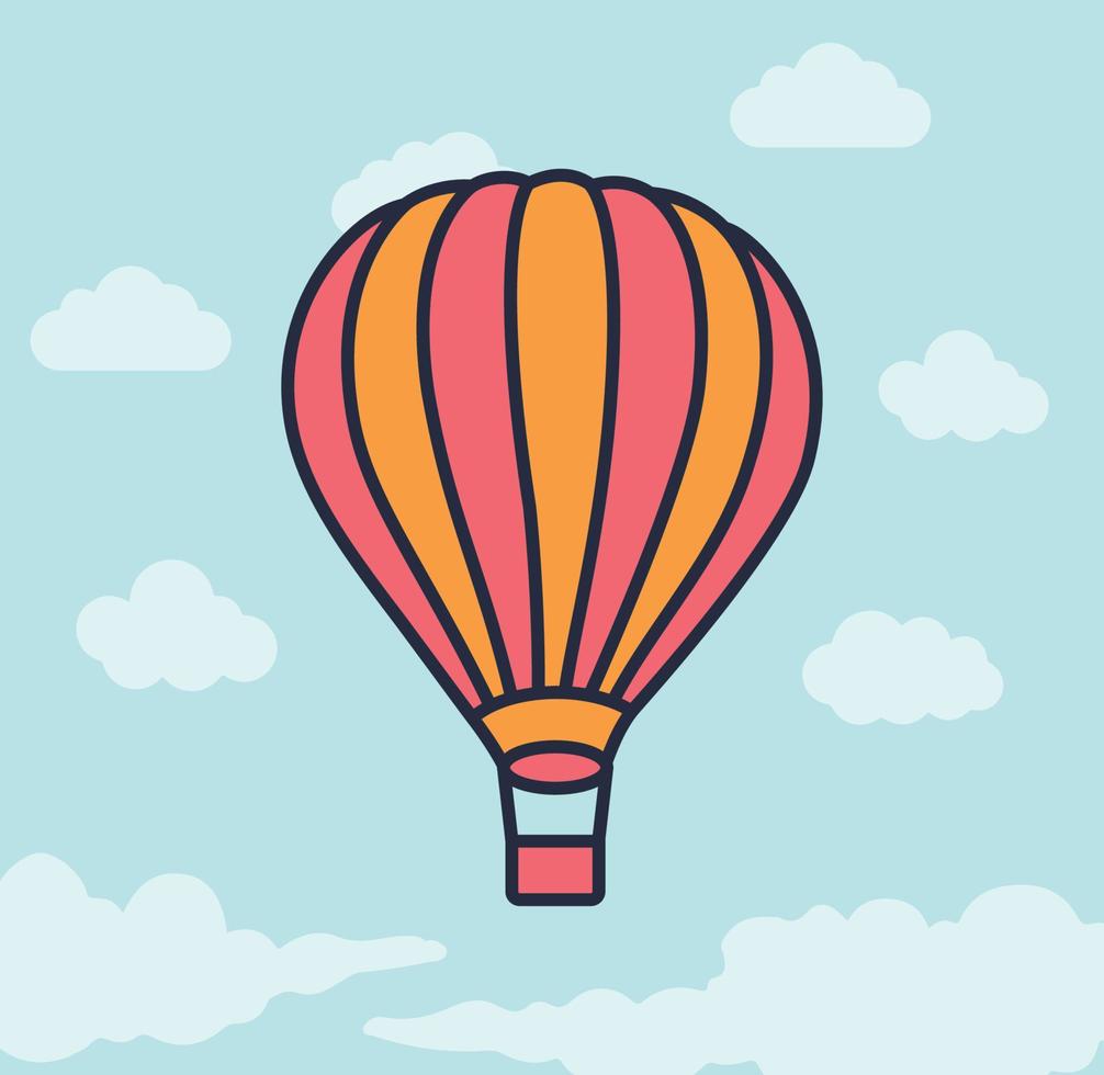 Hot Air Balloon vector illustration, Hot air balloon in the clouds background, Icons and symbol design.