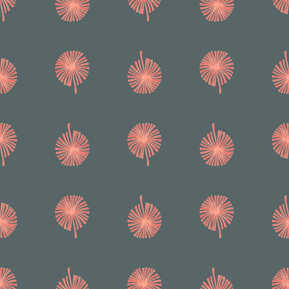 Fan palm leaves seamless pattern on. Vintage tropical foliage in engraving style. vector