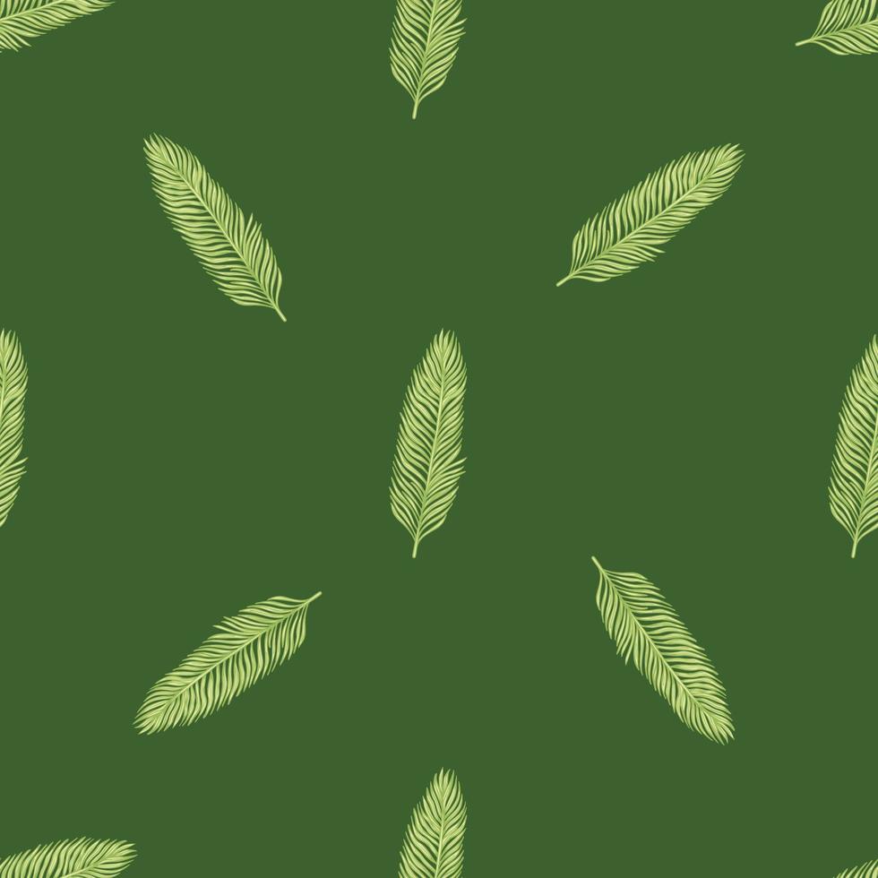 Palm leaves seamless pattern. Tropical branch in engraving style. vector