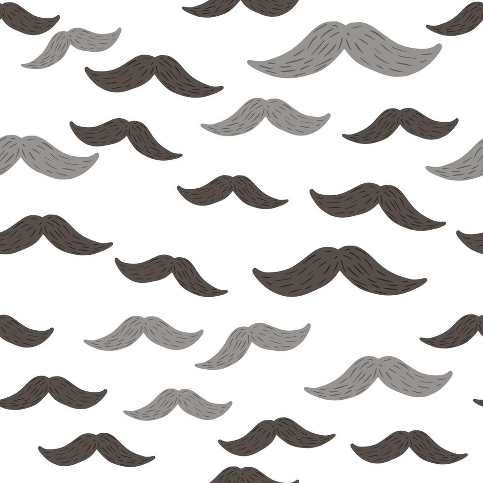 Mustache seamless pattern on. Vintage barber shop in doodle style. vector