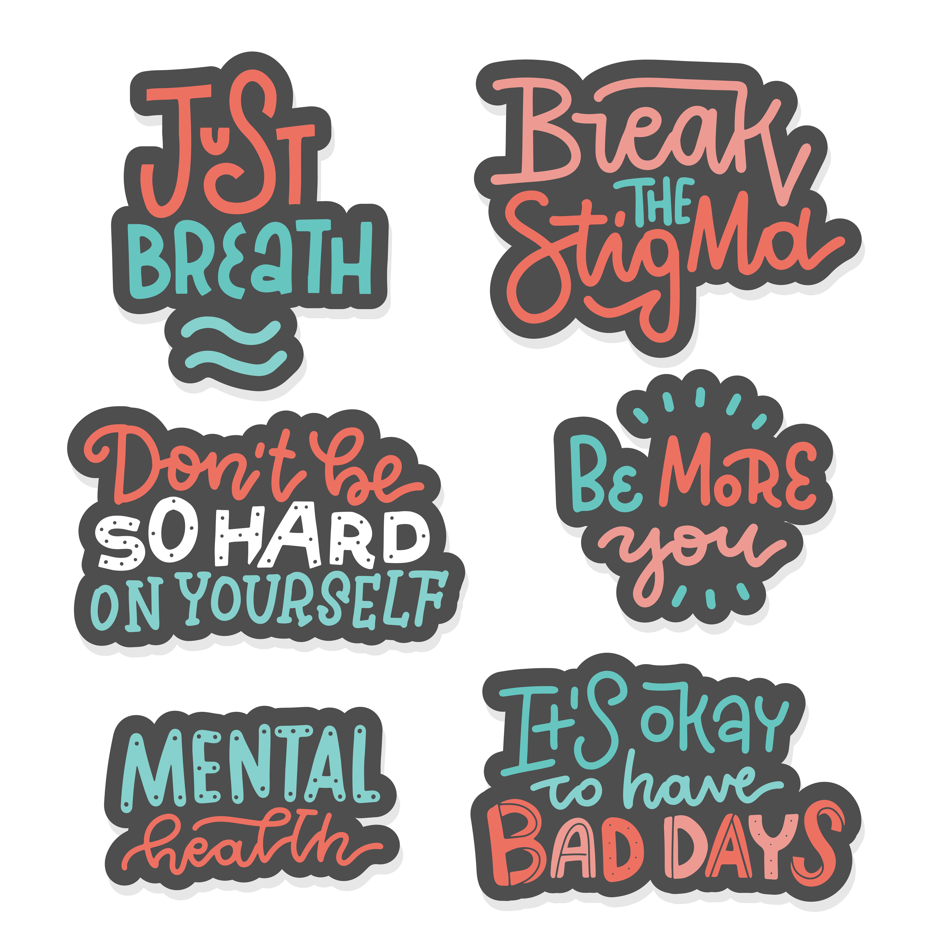 Mental Health Stickers, Inspirational Words Mental Health