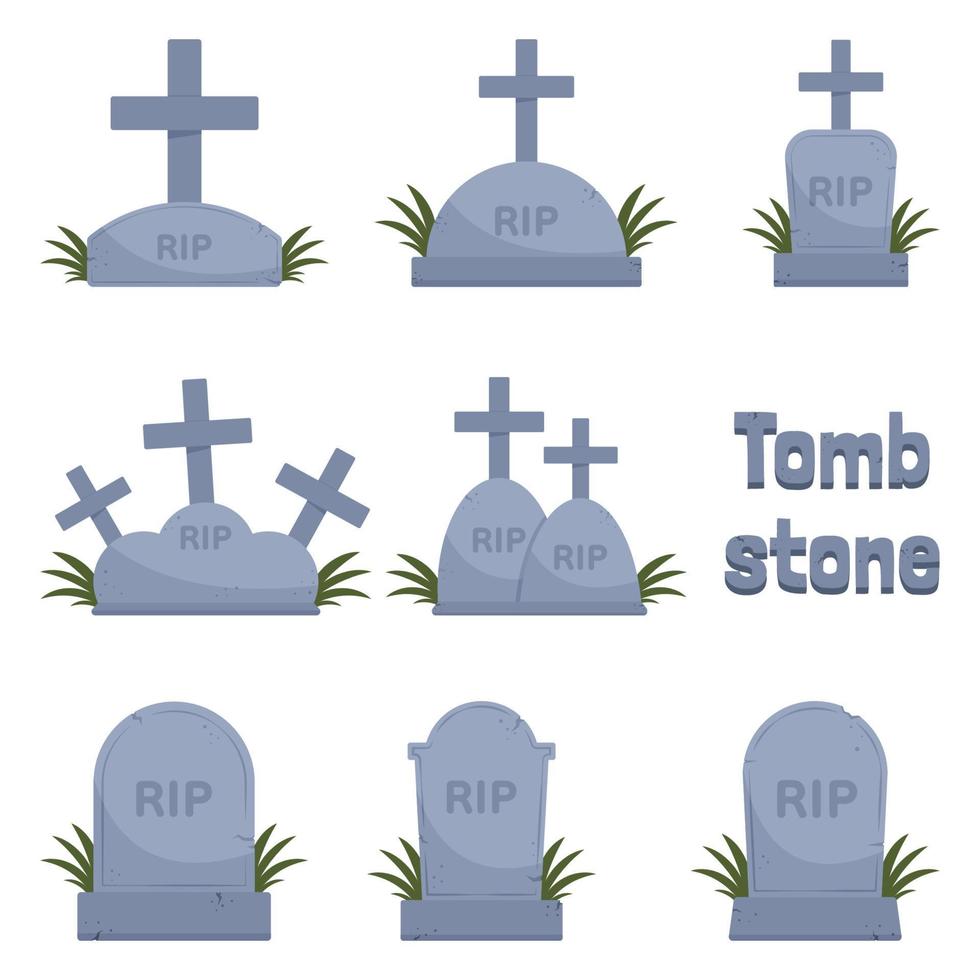 Set of Cartoon tombstone, vector, Illustration. vector