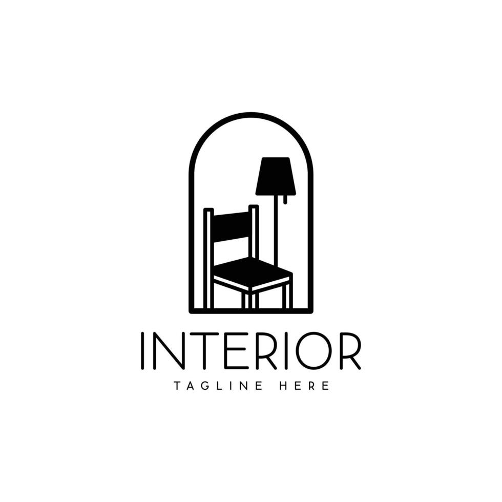 diseño de logotipo de silla interior vector