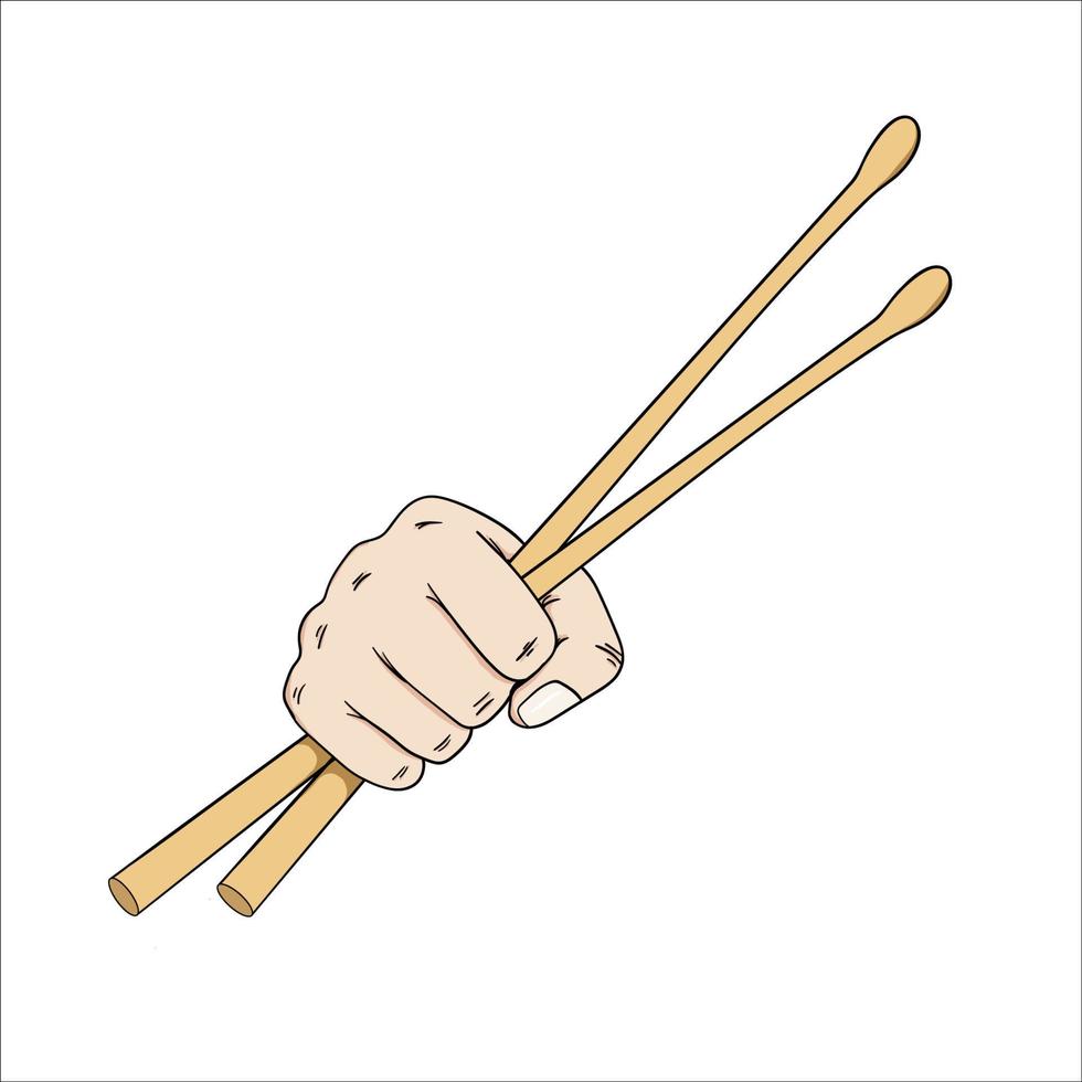 hands holding drumsticks vector