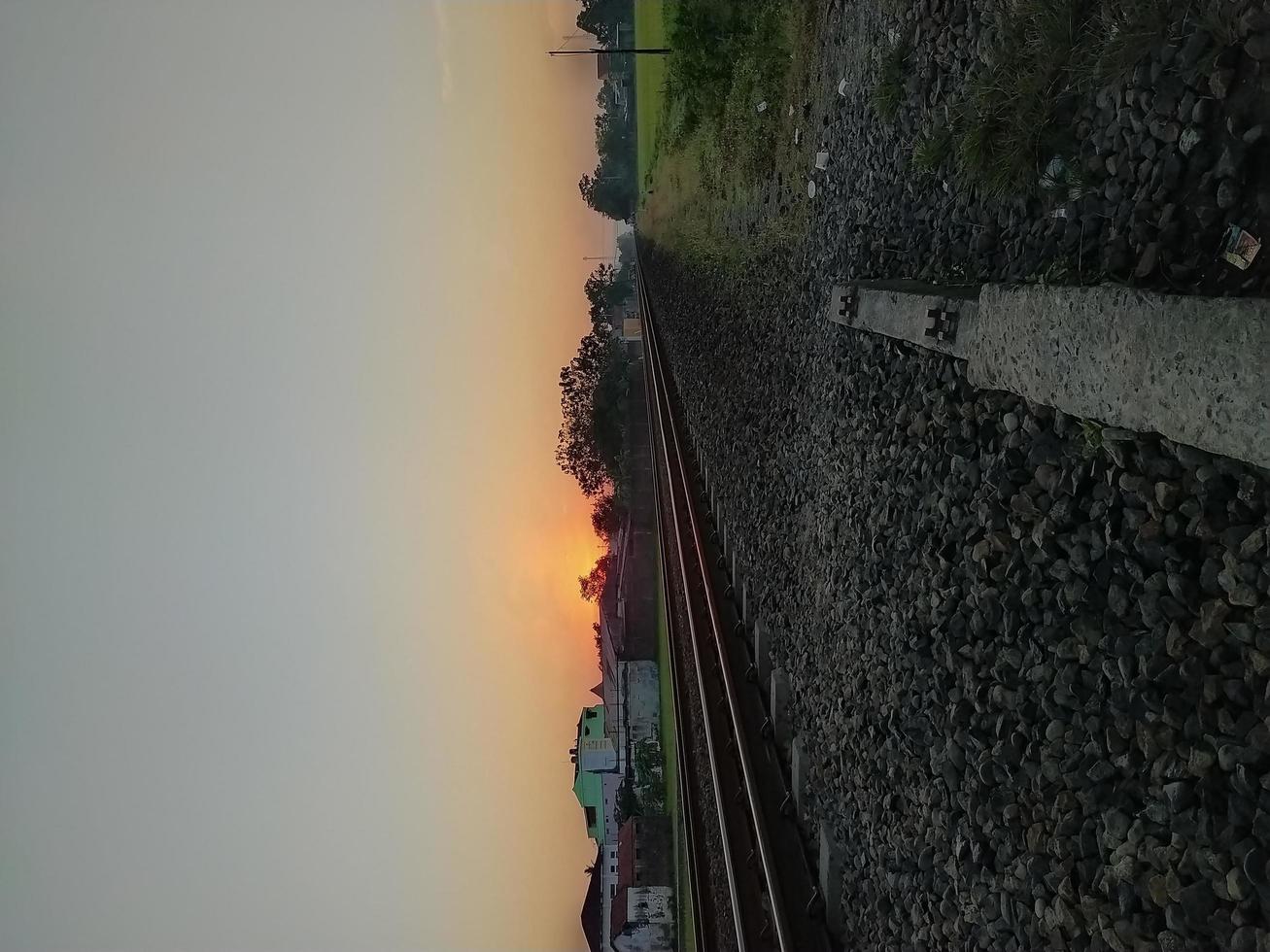 morning on the train tracks photo