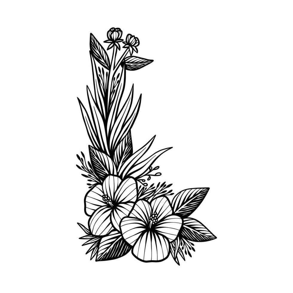 vector de ilustración vintage floral de dibujo a mano