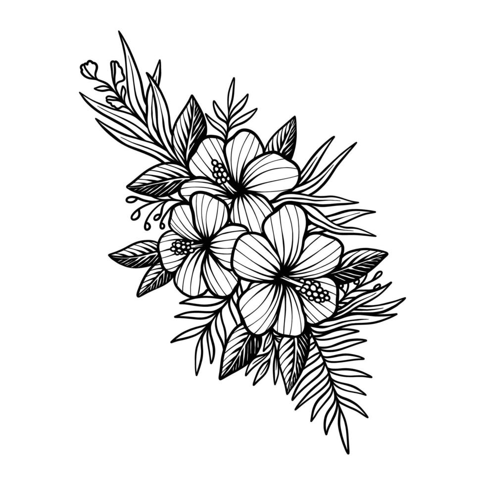 Hand drawing floral vintage illustration vector