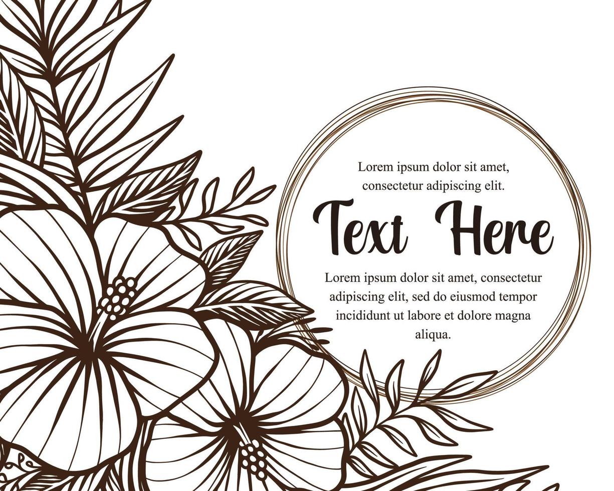 Hand drawing beautiful card template with composition of flowers floral frame illustration vector