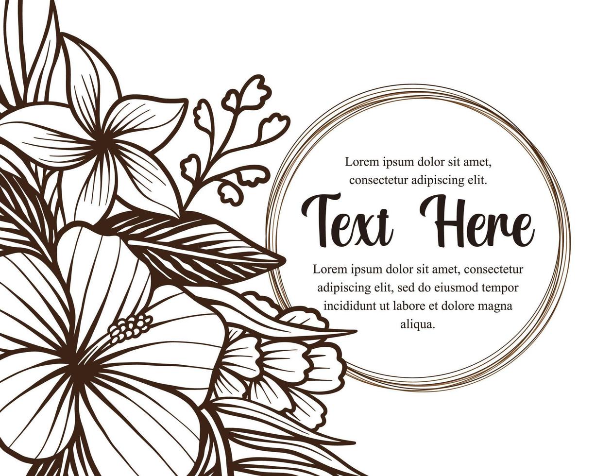 Hand drawing beautiful card template with composition of flowers floral frame illustration vector