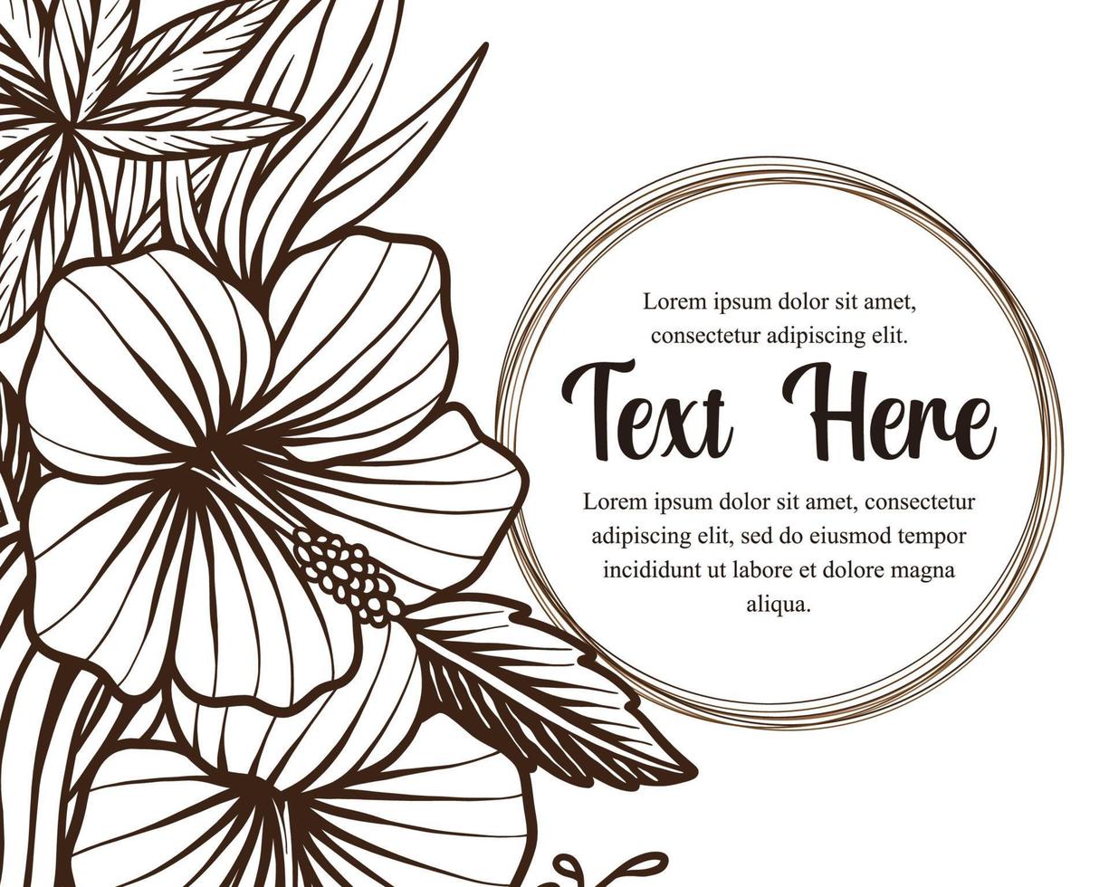 Hand drawing beautiful card template with composition of flowers floral frame illustration vector