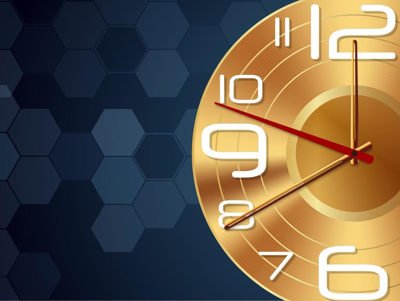 Gold wall Clock.Vector vector