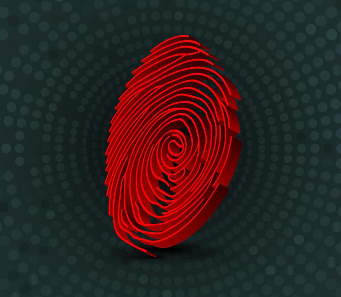 Red fingerprint scanner. Vector 3D illustration