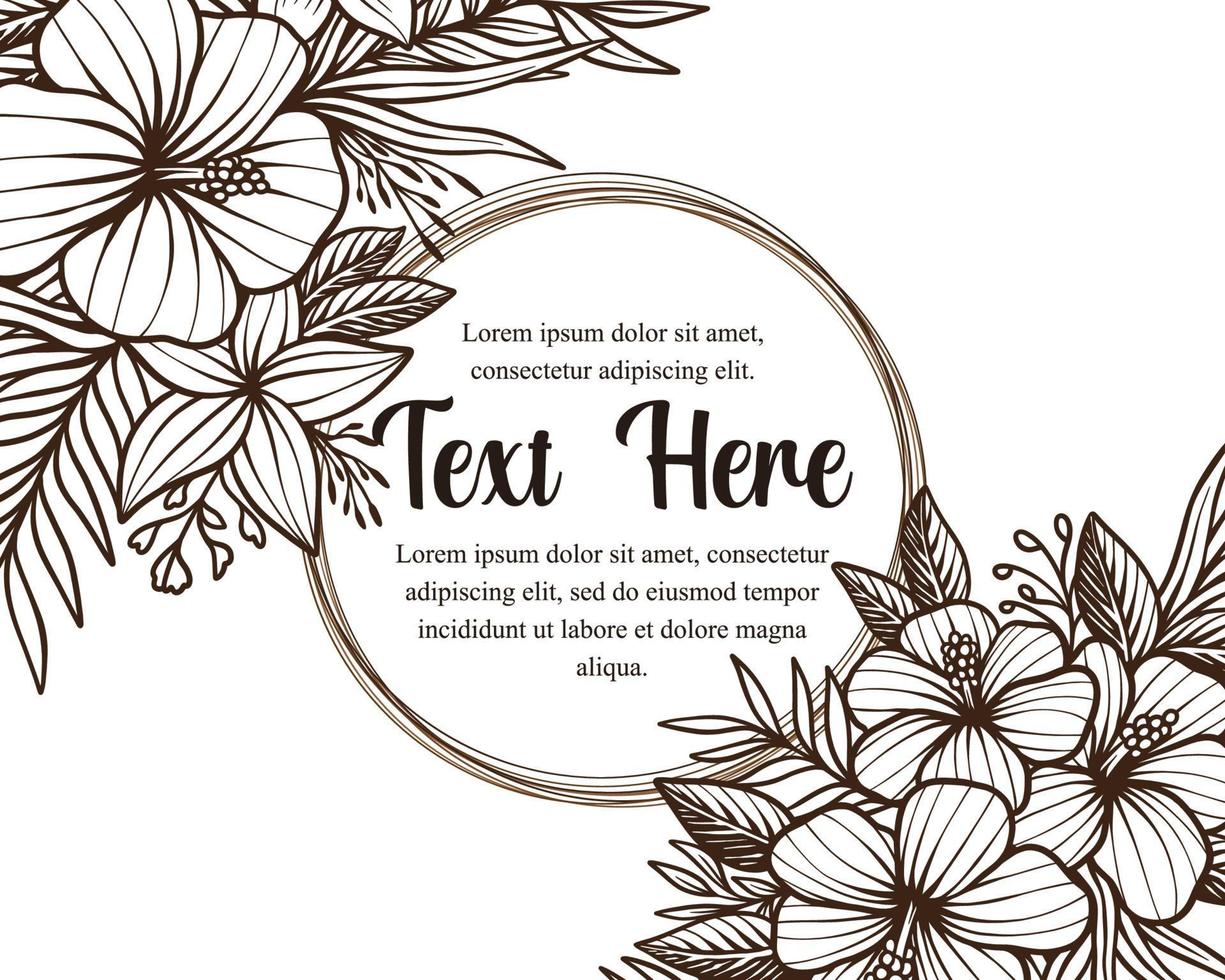 Hand drawing beautiful card template with composition of flowers floral frame illustration vector