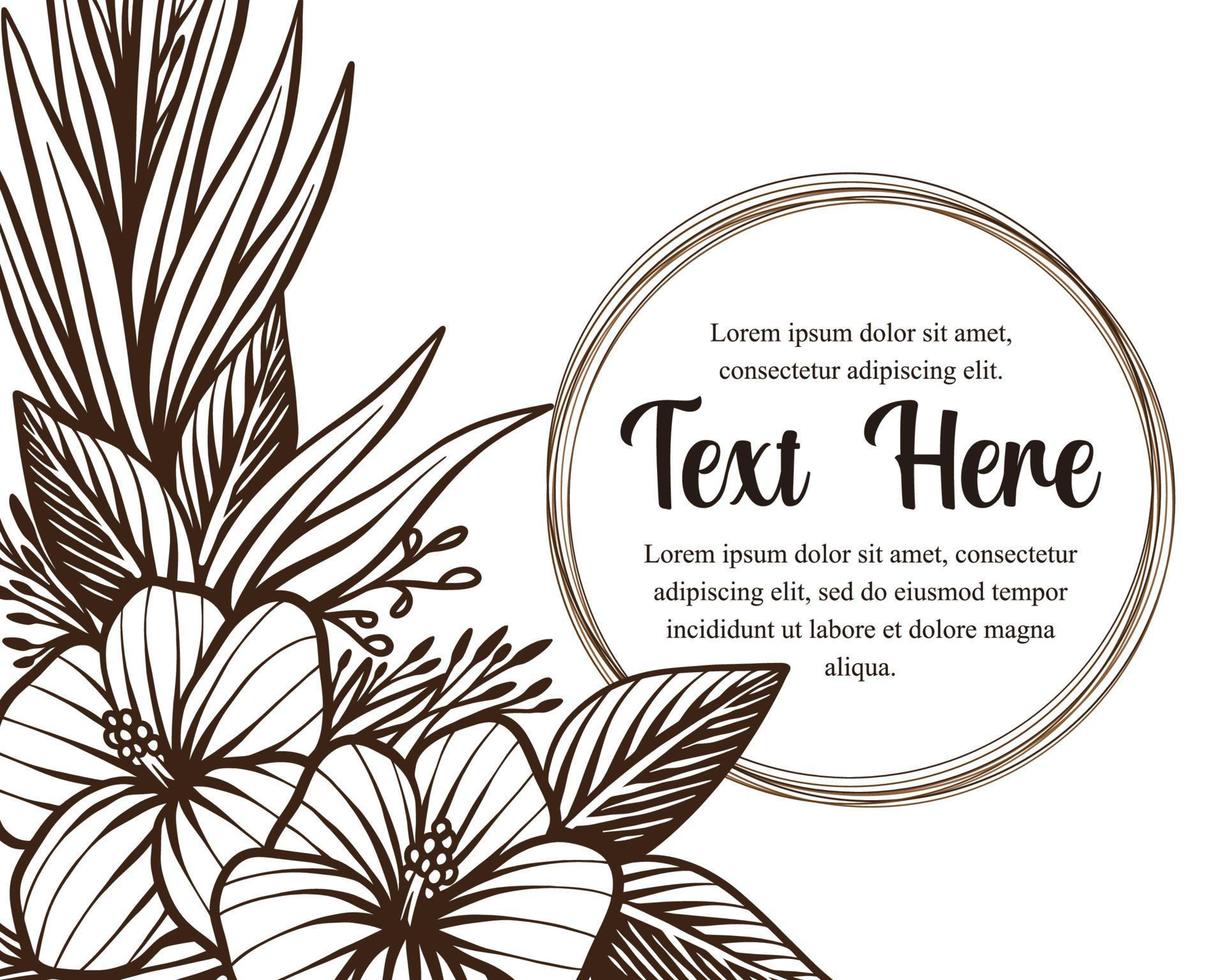 Hand drawing beautiful card template with composition of flowers floral frame illustration vector